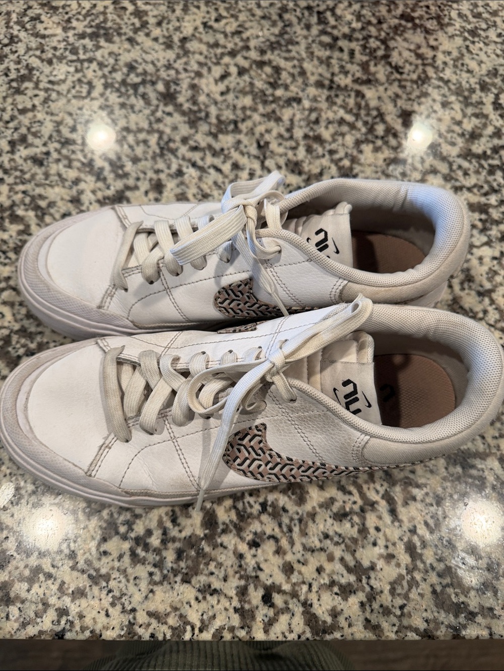 Nike Women’s White Sneakers with nu Print Swoosh